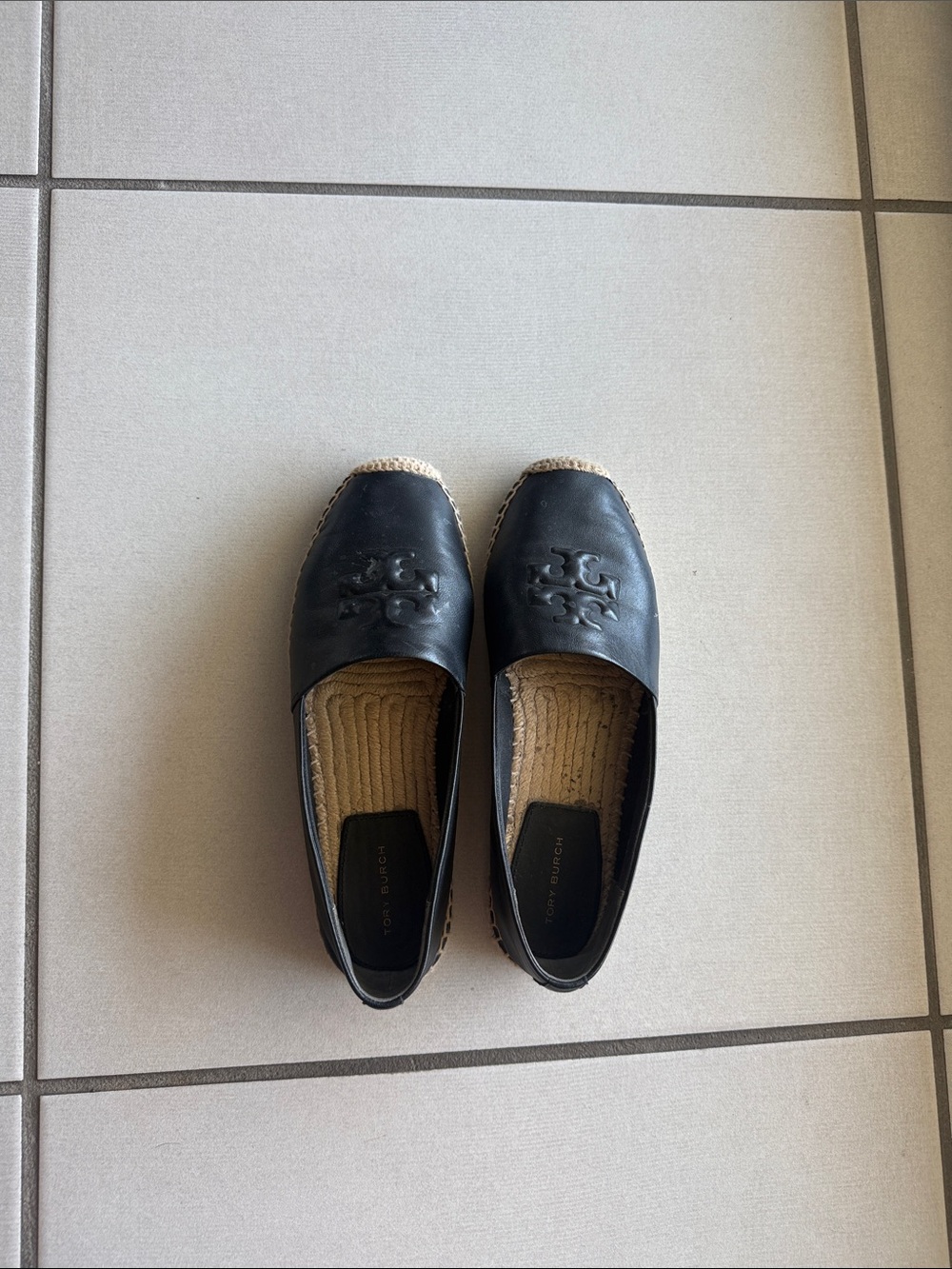 Black Leather Espadrille Slip-On Shoes for Men